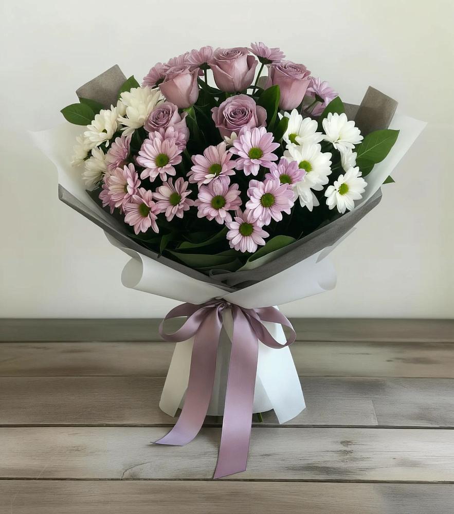 Букет цветов из: Хризантемы и Розы в Эвенске