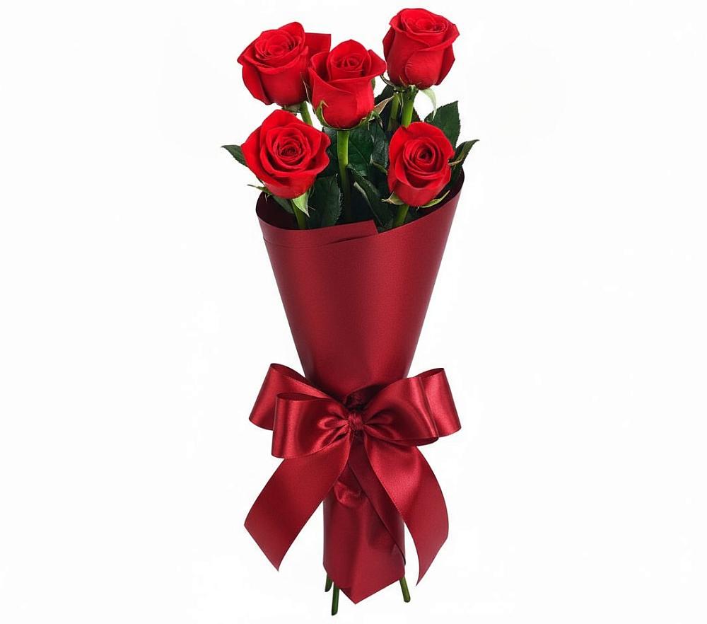 Букет 5 Красных роз Эдлесс Лав в Эвенске