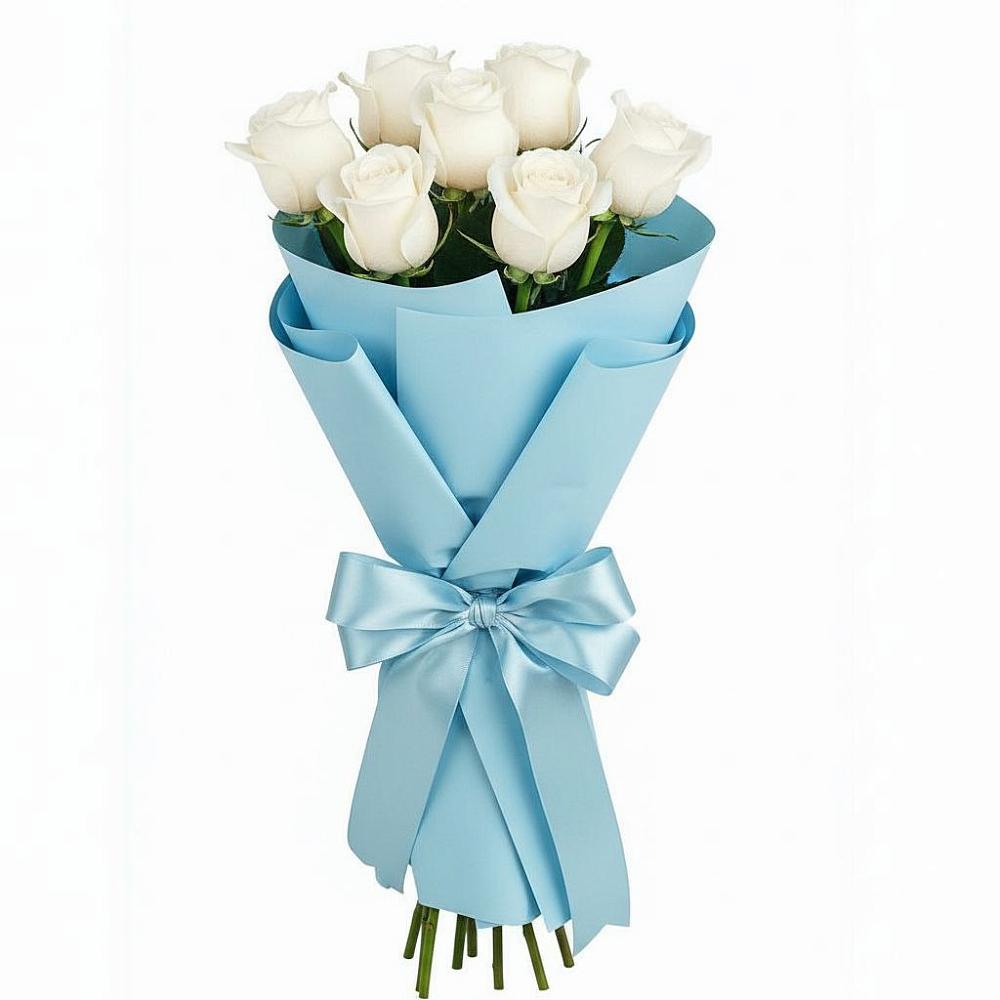 Букет 7 белых роз Проуд в Эвенске