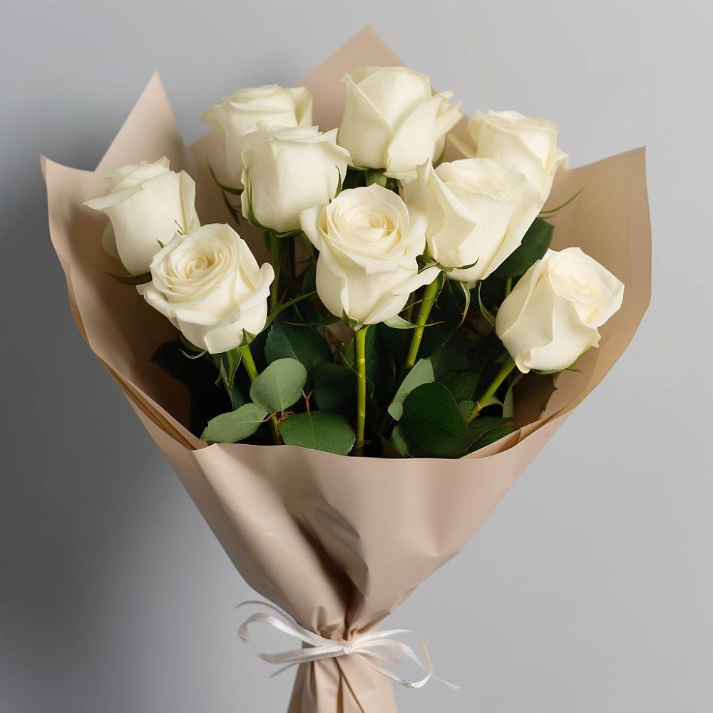 Букет 9 Белых роз Эдлесс Лав в Эвенске