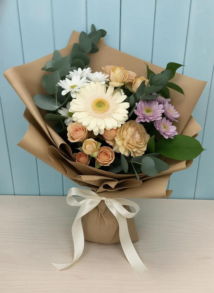 Букет цветов из: Герберы и Хризантемы в Эвенске