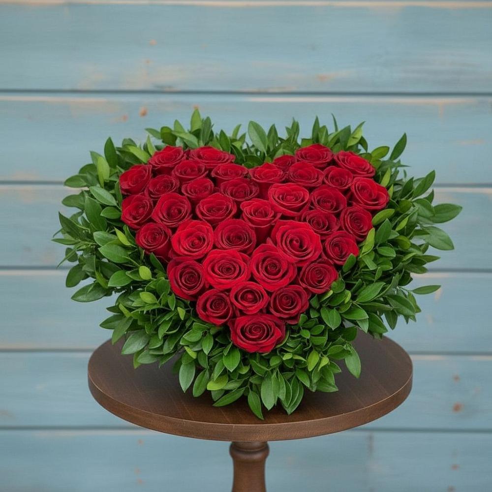 Цветочная композиция из Розы в виде сердца в Эвенске