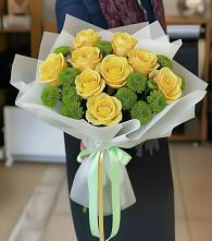 Букет цветов из:  Хризантемы и Розы #REPLACE_PRED# Эвенске