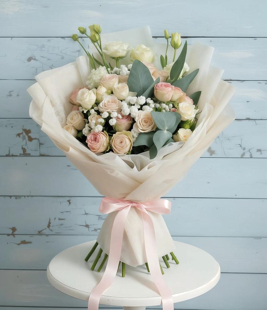 Букет цветов из: Розы и Лизиантусы в Эвенске