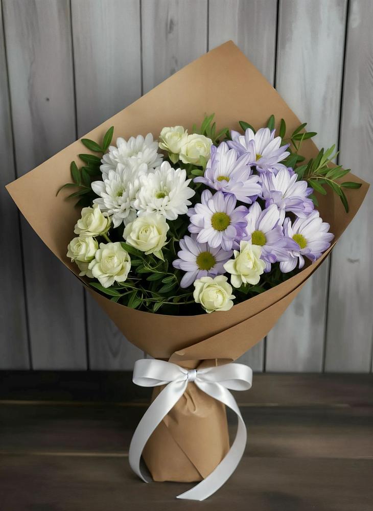 Букет цветов из: Хризантемы и Розы в Эвенске